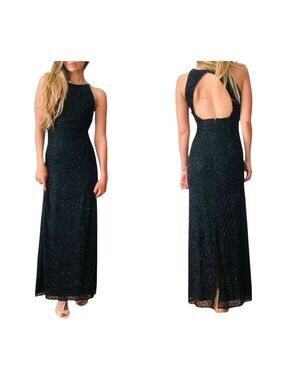 Sean Collection Vintage Beaded Elegant Black Evening Gown‎ Women’s Size Small